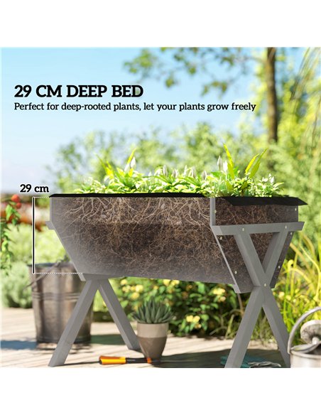 Outsunny Wooden Raised Garden Bed with Bed Liner, Elevated Planter Box with Legs, Light Grey - pic 186714 | FastDaddyshop