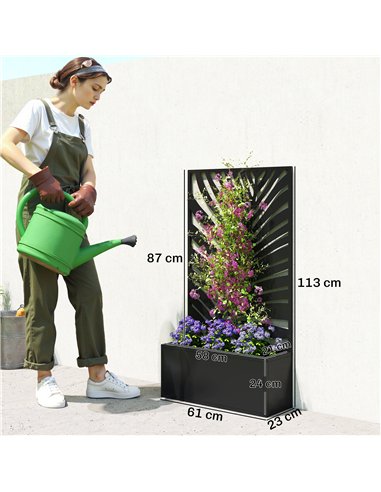 Outsunny Metal Garden Bed for Garden with Trellis, Wall Mounted or Freestanding Raised Planter with Privacy Screen