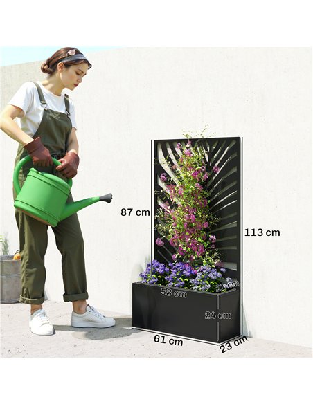 Outsunny Metal Garden Bed for Garden with Trellis, Wall Mounted or Freestanding Raised Planter with Privacy Screen - pic 186721 | FastDaddyshop