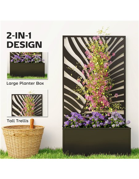 Outsunny Metal Garden Bed for Garden with Trellis, Wall Mounted or Freestanding Raised Planter with Privacy Screen - pic 186722 | FastDaddyshop