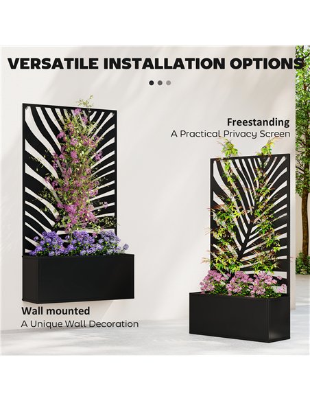 Outsunny Metal Garden Bed for Garden with Trellis, Wall Mounted or Freestanding Raised Planter with Privacy Screen - pic 186723 | FastDaddyshop