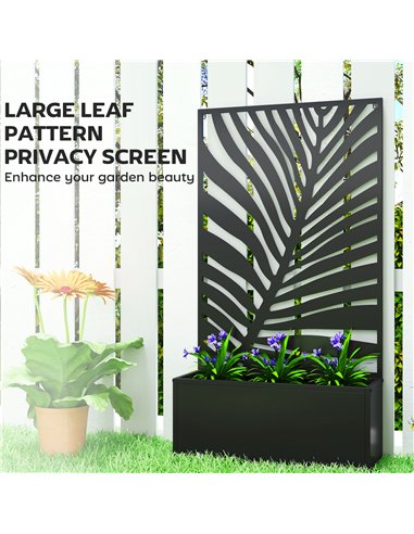Outsunny Metal Garden Bed for Garden with Trellis, Wall Mounted or Freestanding Raised Planter with Privacy Screen