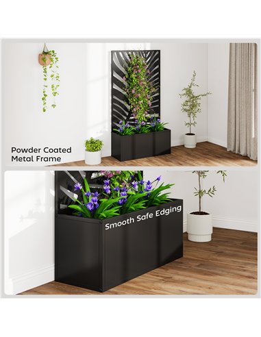 Outsunny Metal Garden Bed for Garden with Trellis, Wall Mounted or Freestanding Raised Planter with Privacy Screen