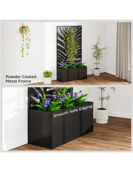 Outsunny Metal Garden Bed for Garden with Trellis, Wall Mounted or Freestanding Raised Planter with Privacy Screen - pic 186725 | FastDaddyshop