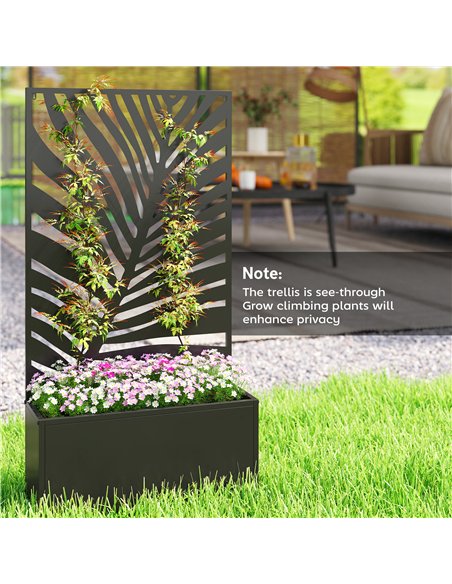 Outsunny Metal Garden Bed for Garden with Trellis, Wall Mounted or Freestanding Raised Planter with Privacy Screen - pic 186726 | FastDaddyshop