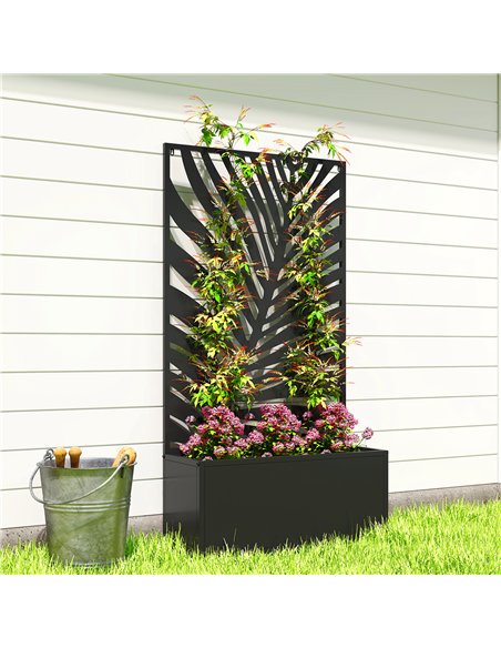 Outsunny Metal Garden Bed for Garden with Trellis, Wall Mounted or Freestanding Raised Planter with Privacy Screen - pic 186727 | FastDaddyshop