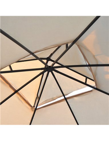 Outsunny 3x3m Garden Gazebo with Double Top, Mesh Curtain, Beige