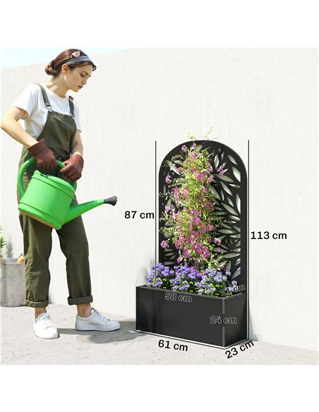 Outsunny Metal Garden Bed for Garden with Trellis, Wall Mounted or Freestanding Raised Planter with Curved Privacy Screen - pic 186730 | FastDaddyshop