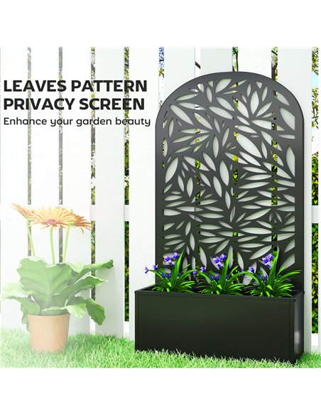 Outsunny Metal Garden Bed for Garden with Trellis, Wall Mounted or Freestanding Raised Planter with Curved Privacy Screen - pic 186733 | FastDaddyshop