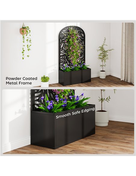 Outsunny Metal Garden Bed for Garden with Trellis, Wall Mounted or Freestanding Raised Planter with Curved Privacy Screen - pic 186734 | FastDaddyshop