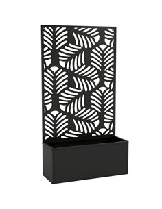 Outsunny Metal Garden Bed for Garden with Trellis, Wall Mounted or Freestanding Raised Planter with Privacy Screen