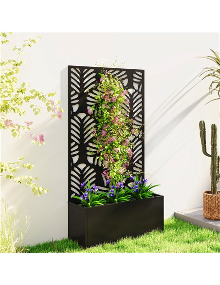 Outsunny Metal Garden Bed for Garden with Trellis, Wall Mounted or Freestanding Raised Planter with Privacy Screen - pic 186738 | FastDaddyshop
