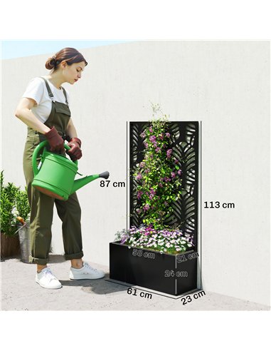 Outsunny Metal Garden Bed for Garden with Trellis, Wall Mounted or Freestanding Raised Planter with Privacy Screen