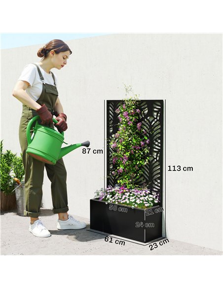 Outsunny Metal Garden Bed for Garden with Trellis, Wall Mounted or Freestanding Raised Planter with Privacy Screen - pic 186739 | FastDaddyshop