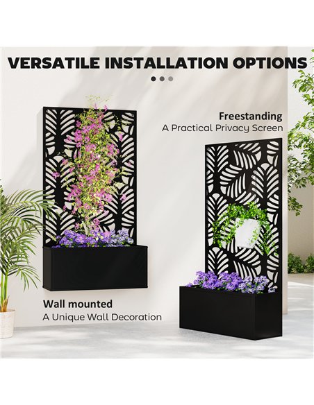 Outsunny Metal Garden Bed for Garden with Trellis, Wall Mounted or Freestanding Raised Planter with Privacy Screen - pic 186741 | FastDaddyshop