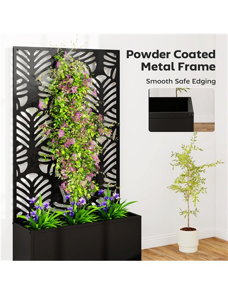 Outsunny Metal Garden Bed for Garden with Trellis, Wall Mounted or Freestanding Raised Planter with Privacy Screen - pic 186743 | FastDaddyshop