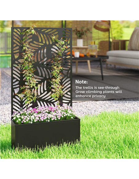 Outsunny Metal Garden Bed for Garden with Trellis, Wall Mounted or Freestanding Raised Planter with Privacy Screen - pic 186744 | FastDaddyshop