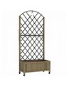 Outsunny Raised Garden Bed with Metal Trellis, Wooden Elevated Planter Box w/Lockable Wheels, Outdoor Raised Planter, Carbonised