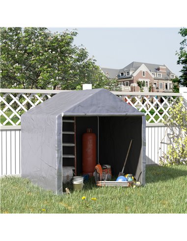 Outsunny 2x2m Garden Garage Storage, Waterproof UV-Resistant Tent, Grey