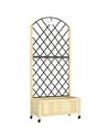 Outsunny Raised Garden Bed with Metal Trellis, Wooden Elevated Planter Box with Lockable Wheels, Outdoor Raised Planter, Natural