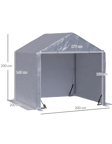 Outsunny 2x2m Garden Garage Storage, Waterproof UV-Resistant Tent, Grey