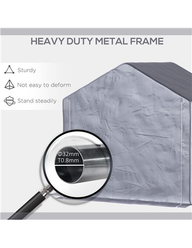 Outsunny 2 x 2m Garden Garage Storage Tent Galvanized Steel Outdoor Carport Gazebo Waterproof UV-Resistant - Grey