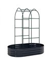 Outsunny Galvanised Raised Garden Bed with Arched Trellis, 5 x 3 x 6ft Metal Raised Bed for Garden with Open Bottom, Dark Grey