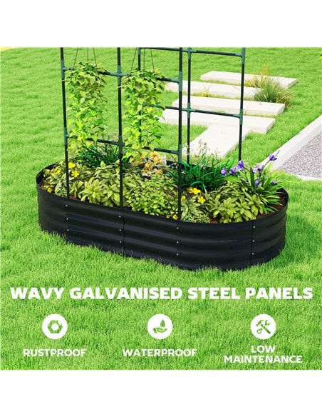 Outsunny Galvanised Raised Garden Bed with Arched Trellis, 5 x 3 x 6ft Metal Raised Bed for Garden with Open Bottom, Dark Grey - pic 186778 | FastDaddyshop