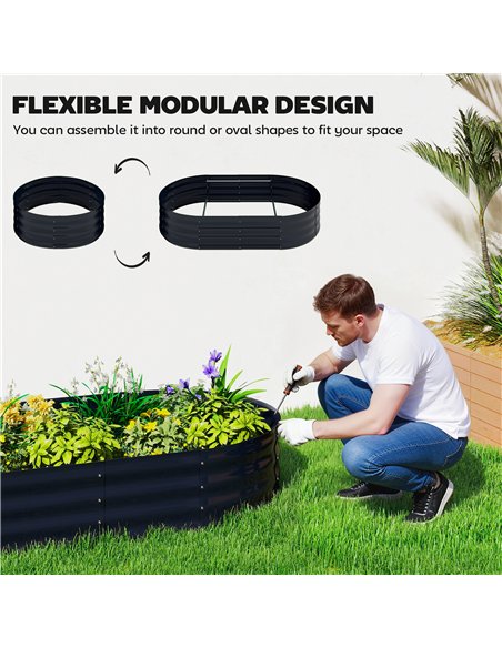 Outsunny Galvanised Raised Garden Bed with Arched Trellis, 5 x 3 x 6ft Metal Raised Bed for Garden with Open Bottom, Dark Grey - pic 186779 | FastDaddyshop