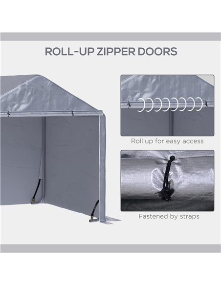 Outsunny 2 x 2m Garden Garage Storage Tent Galvanized Steel Outdoor Carport Gazebo Waterproof UV-Resistant - Grey - pic 18678 | FastDaddyshop