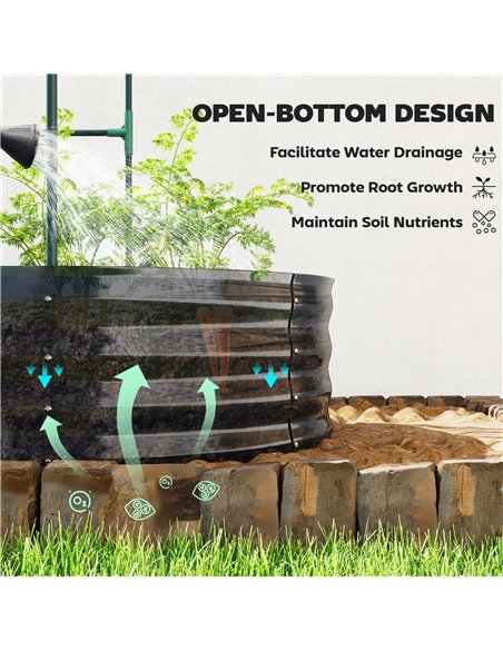 Outsunny Galvanised Raised Garden Bed with Arched Trellis, 5 x 3 x 6ft Metal Raised Bed for Garden with Open Bottom, Dark Grey - pic 186781 | FastDaddyshop