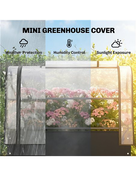 Outsunny Raised Planter with Flip-Up Greenhouse Cover, Metal Raised Garden Bed on Legs with Drainage Hole, Black - pic 186785 | FastDaddyshop