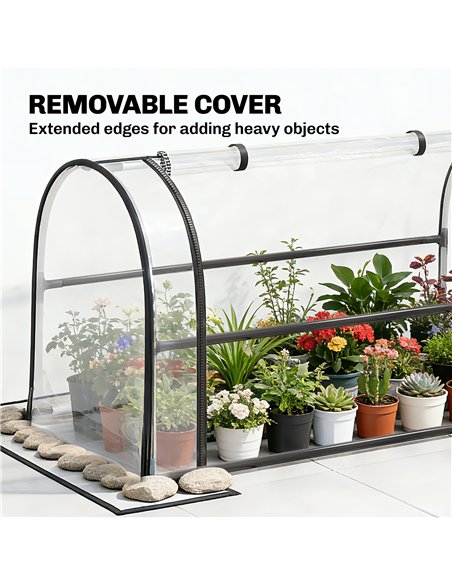 Outsunny Raised Planter with Flip-Up Greenhouse Cover, Metal Raised Garden Bed on Legs with Drainage Hole, Black - pic 186786 | FastDaddyshop