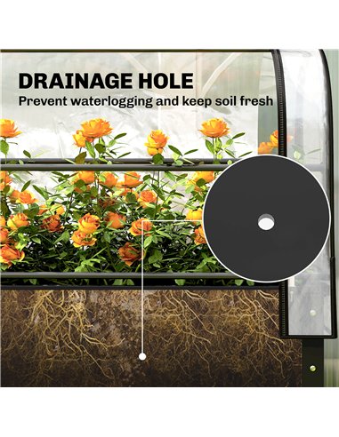 Outsunny Raised Planter with Flip-Up Greenhouse Cover, Metal Raised Garden Bed on Legs with Drainage Hole, Black