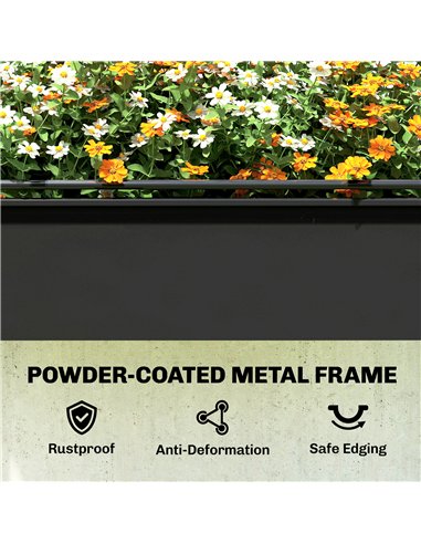 Outsunny Raised Planter with Flip-Up Greenhouse Cover, Metal Raised Garden Bed on Legs with Drainage Hole, Black