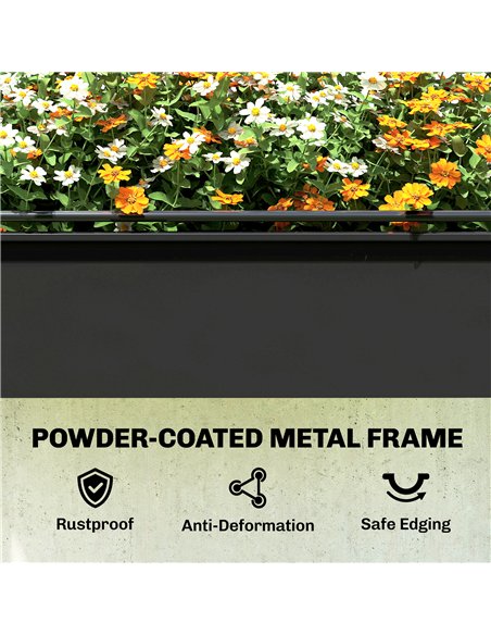 Outsunny Raised Planter with Flip-Up Greenhouse Cover, Metal Raised Garden Bed on Legs with Drainage Hole, Black - pic 186790 | FastDaddyshop