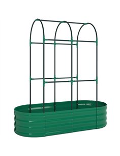 Outsunny Galvanised Raised Garden Bed with Arched Trellis, 4 x 2 x 4.6ft Metal Raised Bed for Garden with Open Bottom, Green