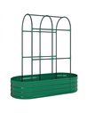 Outsunny Galvanised Raised Garden Bed with Arched Trellis, 4 x 2 x 4.6ft Metal Raised Bed for Garden with Open Bottom, Green