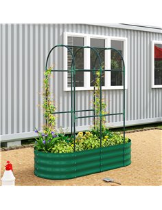 Outsunny Galvanised Raised Garden Bed with Arched Trellis, 4 x 2 x 4.6ft Metal Raised Bed for Garden with Open Bottom, Green 2