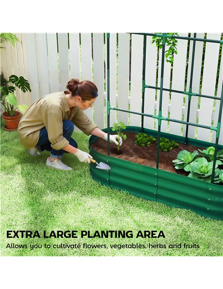 Outsunny Galvanised Raised Garden Bed with Arched Trellis, 4 x 2 x 4.6ft Metal Raised Bed for Garden with Open Bottom, Green - pic 186794 | FastDaddyshop
