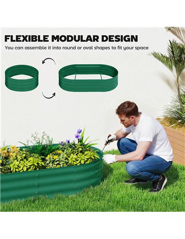 Outsunny Galvanised Raised Garden Bed with Arched Trellis, 4 x 2 x 4.6ft Metal Raised Bed for Garden with Open Bottom, Green