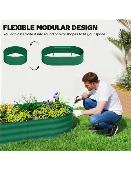 Outsunny Galvanised Raised Garden Bed with Arched Trellis, 4 x 2 x 4.6ft Metal Raised Bed for Garden with Open Bottom, Green - pic 186797 | FastDaddyshop