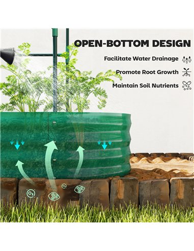 Outsunny Galvanised Raised Garden Bed with Arched Trellis, 4 x 2 x 4.6ft Metal Raised Bed for Garden with Open Bottom, Green
