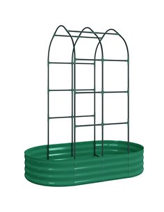 Outsunny Galvanised Raised Garden Bed with Arched Trellis, 5 x 3 x 6ft Metal Raised Bed for Garden with Open Bottom, Green
