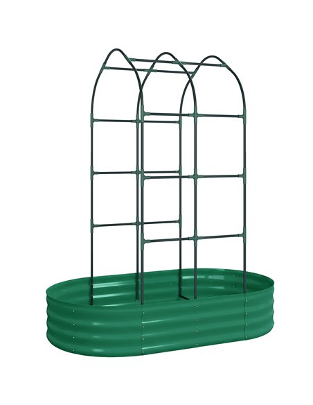 Outsunny Galvanised Raised Garden Bed with Arched Trellis, 5 x 3 x 6ft Metal Raised Bed for Garden with Open Bottom, Green - pic 186800 | FastDaddyshop