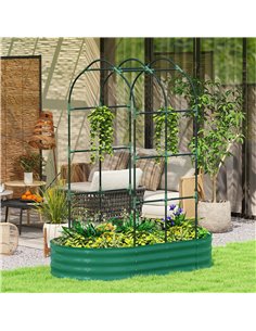Outsunny Galvanised Raised Garden Bed with Arched Trellis, 5 x 3 x 6ft Metal Raised Bed for Garden with Open Bottom, Green 2