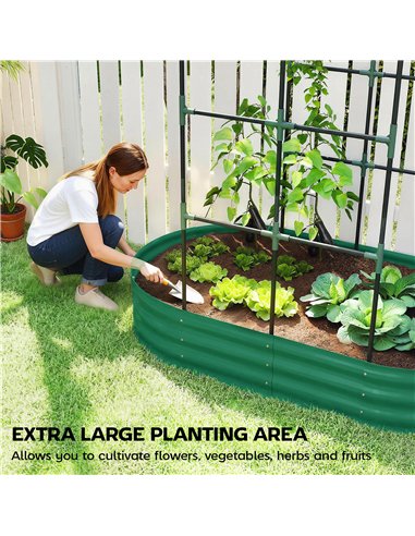 Outsunny Galvanised Raised Garden Bed with Arched Trellis, 5 x 3 x 6ft Metal Raised Bed for Garden with Open Bottom, Green
