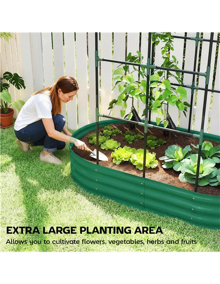 Outsunny Galvanised Raised Garden Bed with Arched Trellis, 5 x 3 x 6ft Metal Raised Bed for Garden with Open Bottom, Green - pic 186803 | FastDaddyshop