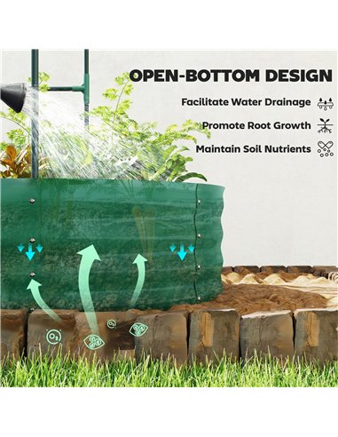 Outsunny Galvanised Raised Garden Bed with Arched Trellis, 5 x 3 x 6ft Metal Raised Bed for Garden with Open Bottom, Green