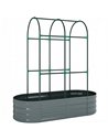 Outsunny Galvanised Raised Garden Bed with Arched Trellis, 4 x 2 x 4.6ft Metal Raised Bed for Garden with Open Bottom, Dark Grey